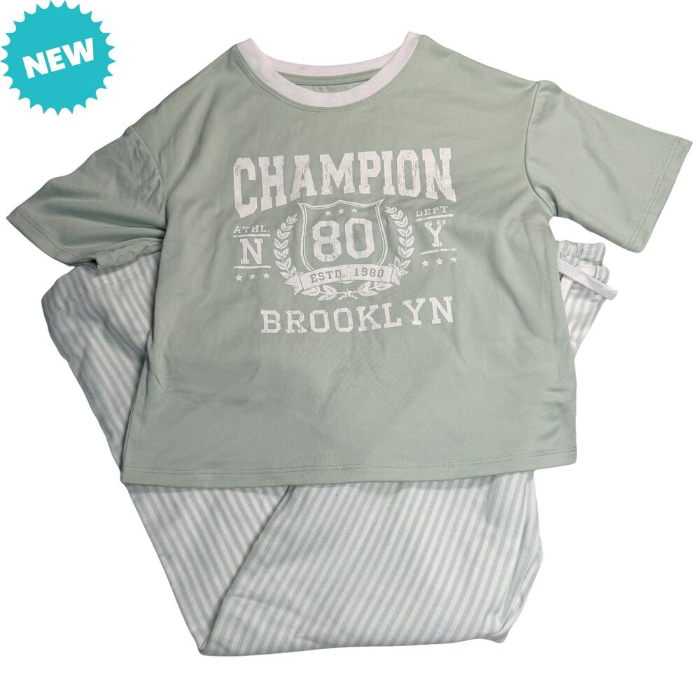 Art Class Pajamas Girls Size Medium 8 2 Piece Set Pants Shirt Green Champion NEW